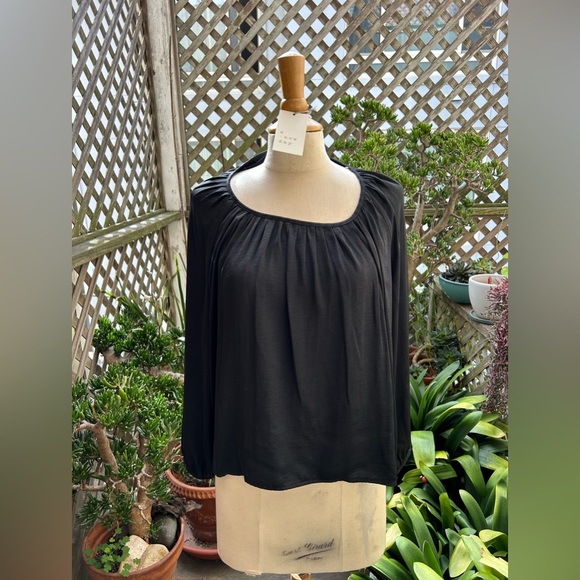 A New Day Black Top Gathered Neck, Dolman Sleeves. Size Medium NWT - Picture 2 of 11